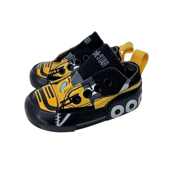 Converse All Star Construction Truck Low Top Sneakers Toddler 3 Yellow Black - Picture 2 of 10